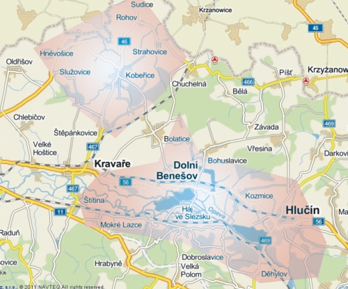 mapa pokryt� Hlu��na a okol�
